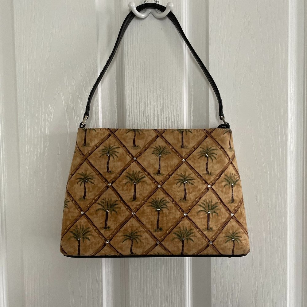 Palm Tree/Bamboo Print Purse With Matching Wallet… - image 1
